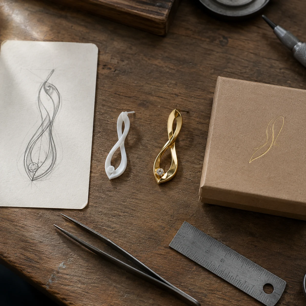 JEWELRY ROOTS OEM 定制工艺流程 — 草图、蜡模、成品、品牌礼盒